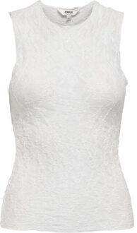 Only Onljoanne s/l o-neck top ox wvn cloud dancer - maat L Veelkleurig