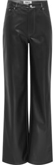 Only Onljuicy-lana hw wide faux le pant Zwart - XS / L32