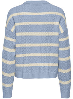 Only Onlkatia ls cable o-neck pullover cc knt dessin Blauw - M
