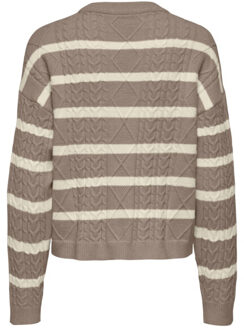 Only Onlkatia ls cable o-neck pullover cc knt dessin Bruin - S