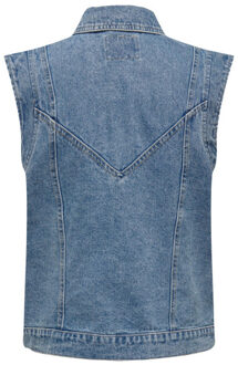 Only Onlkennedy sl dnm waistcoat bj blue denim Blauw - XL