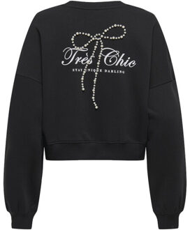 Only Onlkiara ls o-neck pearl swt - Zwart