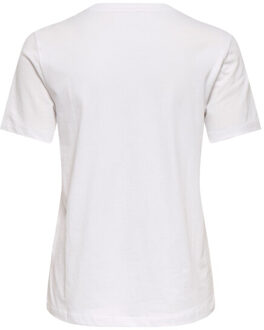 Only onlkita reg s/s print top noos 15367568 rita flower pink - maat M Wit