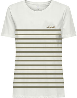 Only Onllacy life s/s stripe emb. top cs Veelkleurig - M