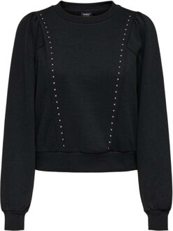 Only Onlleah l/s o-neck stud cs swt black/silver studs Zwart