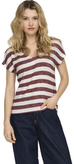 Only Onllira s/s v-neck top jrs noos spiced apple/cloud Veelkleurig - L