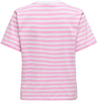 Only Onllivina life ss stripe tee jrs noos dessin Roze - M