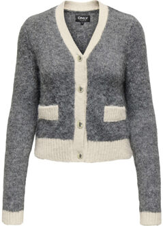 Only Onlmaggie life ls v-neck cardi cc knt medium grey Grijs