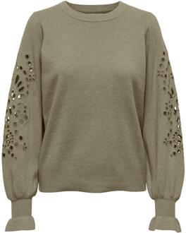 Only Onlmaria life ls sleevedetail o-nec Groen - M