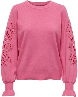 Only Onlmaria life ls sleevedetail o-nec Roze - XS