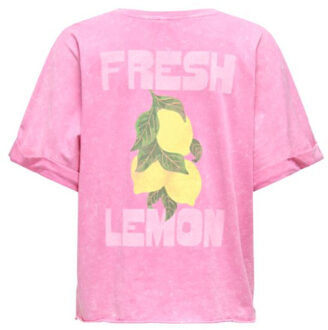 Only Onlminna life s/s print top cs jrs Roze - XS