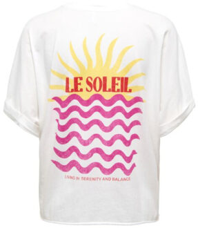 Only Onlminna life s/s print top cs jrs Wit