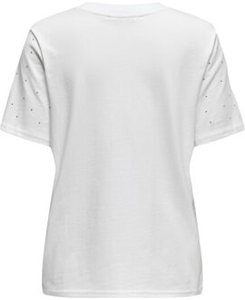Only Onlmonja s/s studs tee jrs Wit - XS