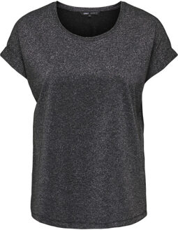 Only Onlmoster glitter s/s top jrs Zwart - M
