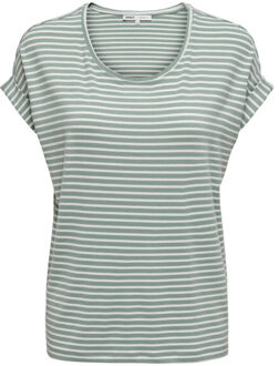 Only Onlmoster stripe s/s o-neck top jrs Groen - L