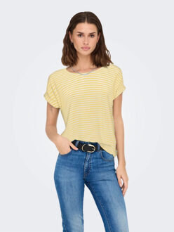 Only Onlmoster stripe ss o-neck top jrs noos dessin - maat M Geel