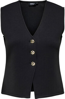 Only Onlnaomi s/l vest swt black/gold buttons Zwart - L