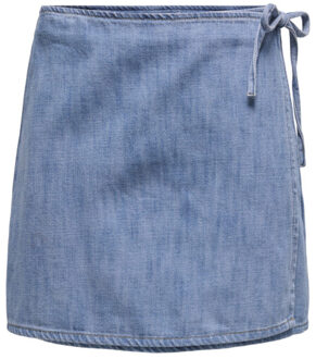 Only Onlnoelle wrap skirt dnm yor blue denim Blauw