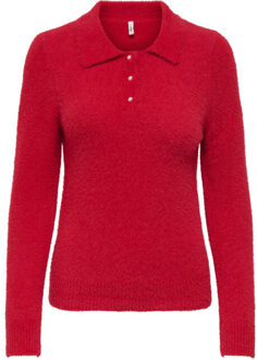 Only Onlpetra ls polo bling cc knt salsa/pearl button Rood