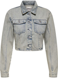 Only Onlpiper l/s cropped tint jkt tai d Blauw - S
