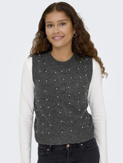 Only Onlrenata sl o-neck pearl vest knt melee Grijs