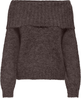 Only Onlshine ls off shoulder cc knt seal brown/melange Bruin
