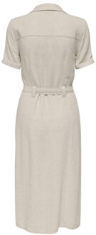 Only Onlsiesta ss linen bl shirt dress p zand Ecru