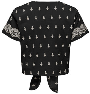 Only Onlsiesta willa emb ss knot but top dessin - maat M Zwart