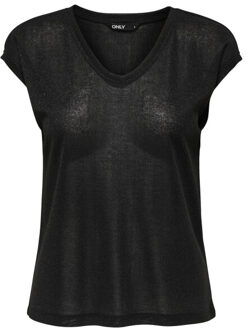 Only Onlsilvery S/s V Neck Lurex Top Jrs 15136069 Black