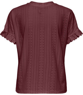 Only Onlsmilla ss frill mix top cs jrs bordeaux Rood