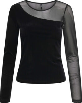 Only Onlsmooth l/s mesh mix top box jrs black/assymetri Veelkleurig
