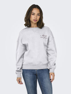 Only onlsofia l/s word o-neck swt 15329876 light grey melange Grijs