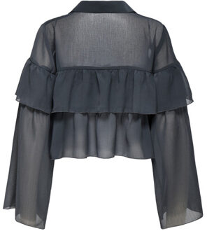 Only Onlsuzzi ls frill tie top ox wvn antraciet Grijs - M