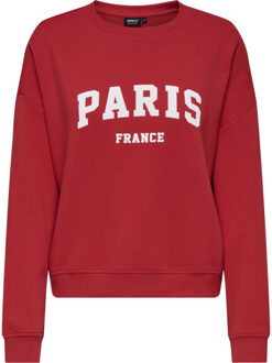 Only Onlsweat life l/s crew o.size state Rood