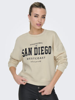 Only Onlsweat life ls crew o.size state noos off-white - maat 38 Ecru