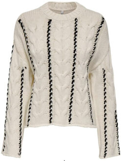Only Onltessa ls cabel stitch o-neck cc knt ecru dessin