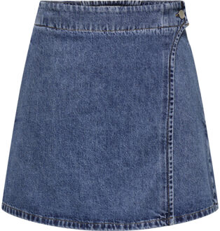 Only Onlthea wrap short skirt dnm cs dot medium blue de - maat L Blauw