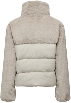 Only Onlwanja fur puffer mix jacket beige