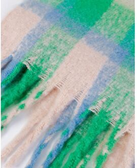 Only Overvloedig Groen Check Sjaal Only , Green , Dames - ONE Size