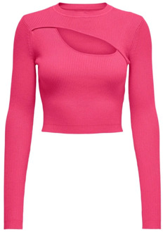 Only Peek-a-Boo Pullover Only , Pink , Dames - Xl,L,M,S,Xs