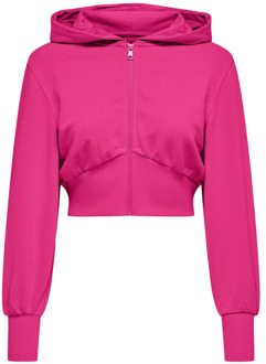 Only Raspberry Rose Zip Hood Sweater Only , Pink , Dames - 146 Cm,134 Cm,110 Cm,158 Cm,122 CM
