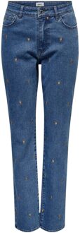 Only Rechte Geborduurde Denim Jeans Only , Blue , Dames - W26 L32,W31 L32,W27 L32,W29 L32,W30 L32,W28 L32