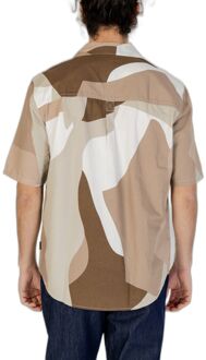 ONLY & SONS Abstracte Print Shirt Korte Mouwen Bruin