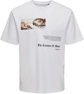 ONLY & SONS Artistieke Michelangelo Print T-Shirt Only & Sons , White , Heren - L,S
