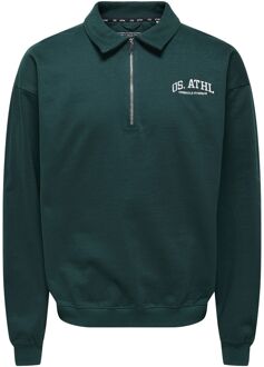 ONLY & SONS Athletic Rugby Sweatshirt in Ponderosa Pine Green Only & Sons , Green , Heren - 2Xl,Xl,L,M,S