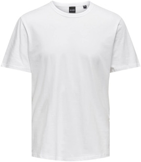 ONLY & SONS Basis Ronde Hals Korte Mouw T-Shirt Only & Sons , White , Heren - 2Xl,L