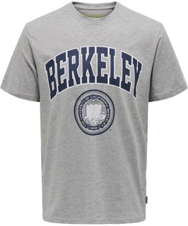 ONLY & SONS Berkeley College Liefde T-Shirt Only & Sons , Gray , Heren - 2Xl,Xl,M,S,Xs