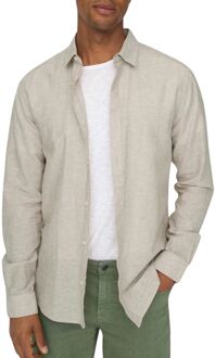 ONLY & SONS Caiden LS Solid Linen Overhemd Heren beige