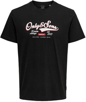ONLY & SONS Casual Katoenen T-Shirt Only & Sons , Black , Heren - L,M,S,Xs