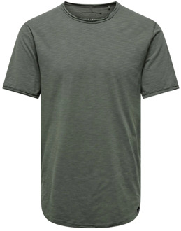 ONLY & SONS Cool en Comfortabel Longline T-Shirt Only & Sons , Green , Heren